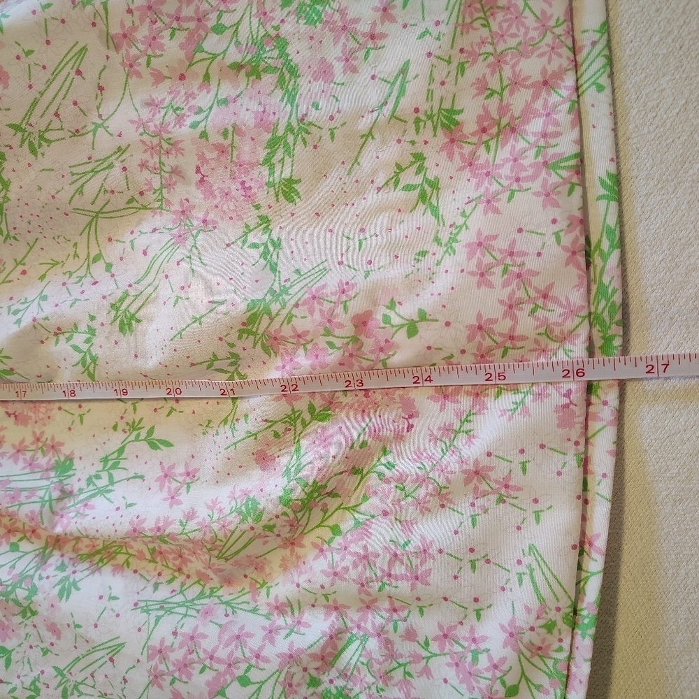 Classic Whimsy Pink Green Gingham Floral Dress Size 8 Preppy Pastel Ditsy Ruffle - Picture 2 of 9